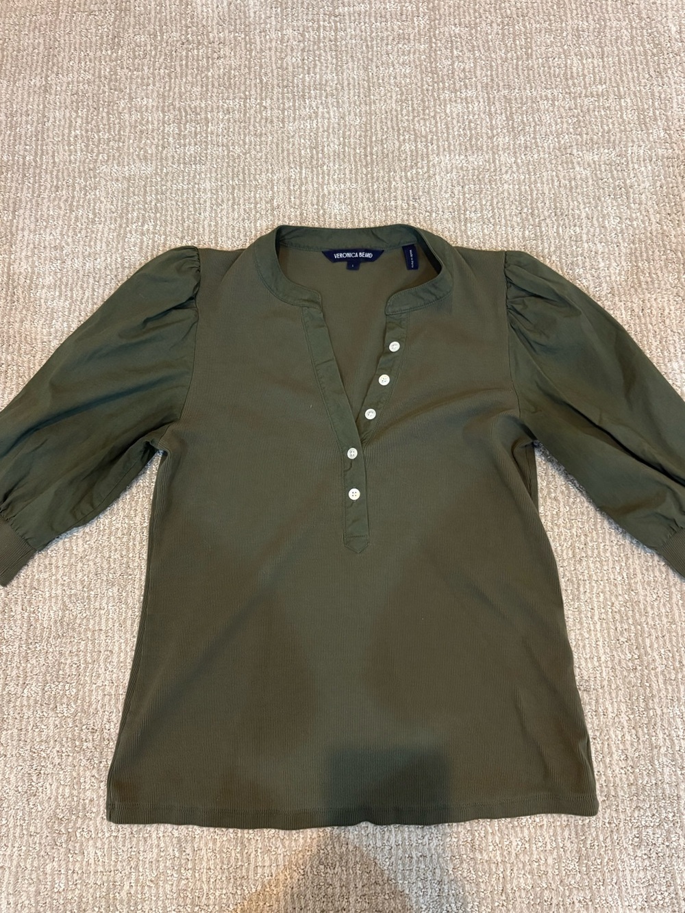 Veronica Beard The Coralee Top in
Stone Army Green